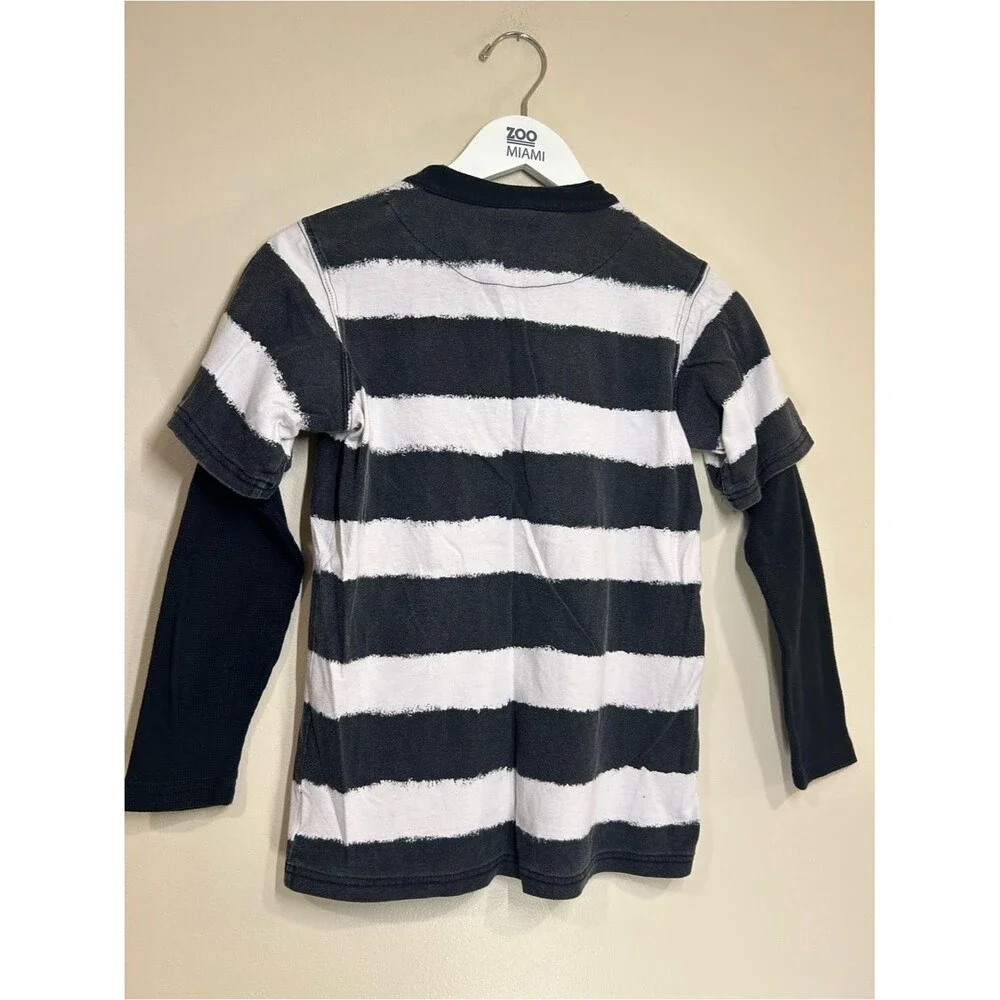 Converse Streetwear Emo Punk Striped Faux Layered Long Sleeve Boys MD 10/12